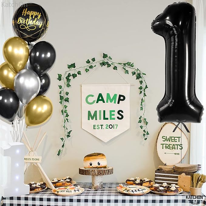 KatchOn, Large Black Number 1 Balloon - 40 Inch | Mylar Foil Balloon
