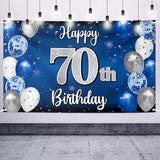 Happy 70th Birthday Decorations 70th Blue & Silver Balloon Large