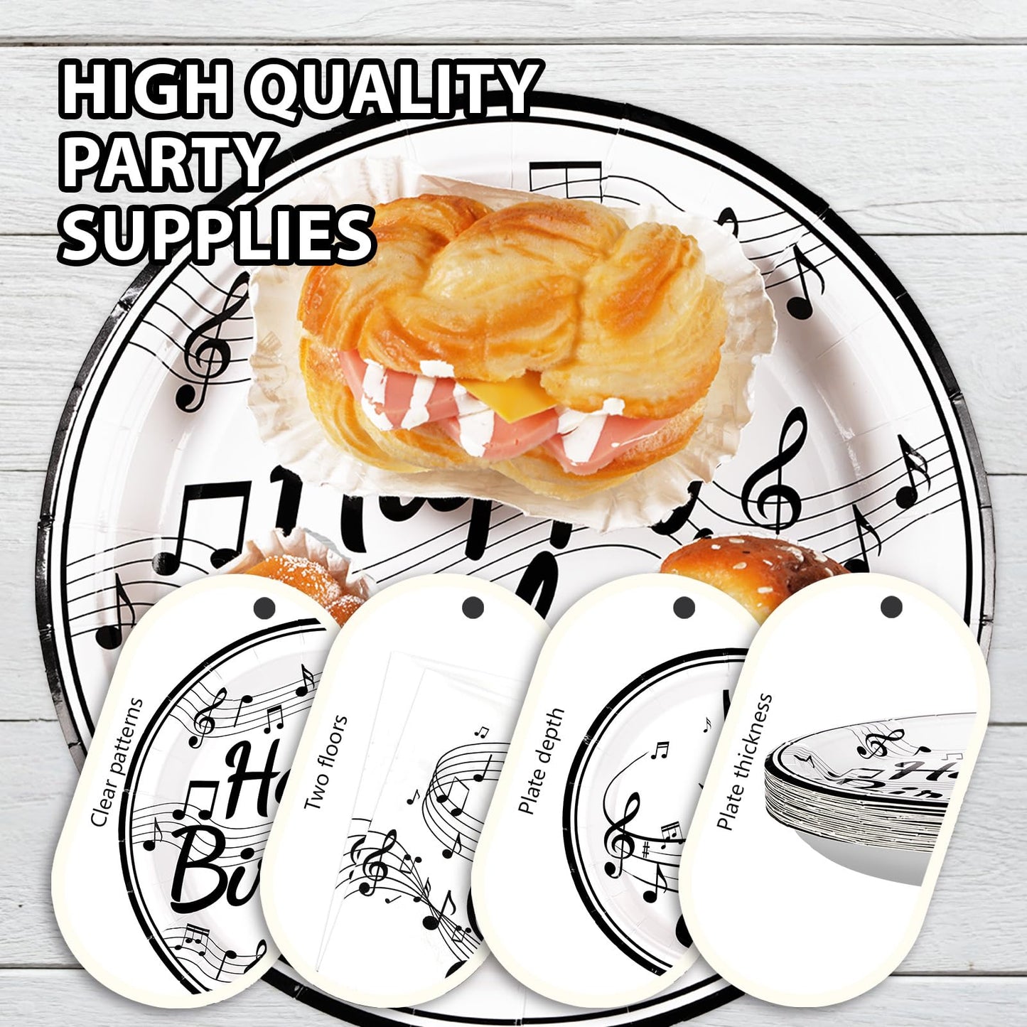 96 Pcs Music Birthday Party Supplies Music Notes Plates Napkins