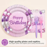 96Pcs Pink Purple 2nd Birthday Party Decorations Pastel 2nd Birthday