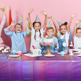 6 Pack Ombre Iridescent Pink and Purple Plastic Tablecloths, Shiny