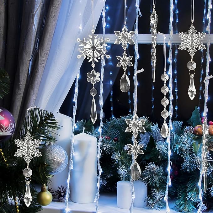 18pcs Crystal Christmas Ornaments for Tree Decorations-Hanging