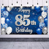 Happy 85th Birthday Decorations 85th Blue & Silver Balloon Large