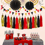 Red Black Gold Casino Theme Party Decorations 33pcs Kits Game Night