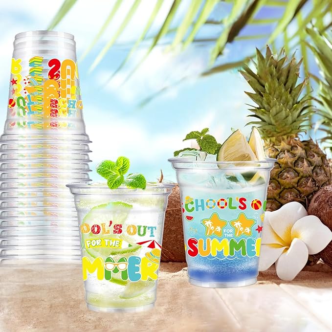 40Pcs School's Out for Summer Party Cups 12oz Drinking Cups End of