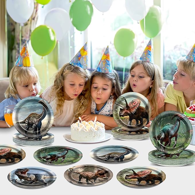 72PCS Dinosaur Birthday Plates Dinosaur Party Supplies Dino World