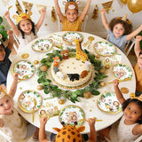 96 Pcs Safari Baby Shower Plates and Napkins Tableware Set Serves 24