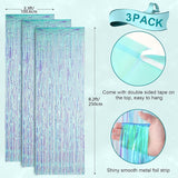 Voircoloria 3 Pack 3.3x8.2 Feet Neon Iridescent Foil Fringe Backdrop