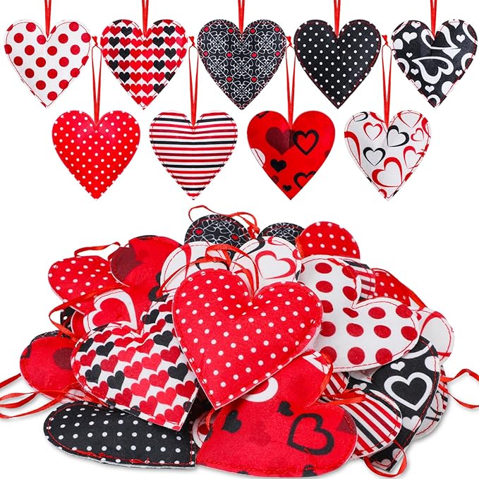 27 Pieces Valentines Day Felt Heart Ornaments Heart Hanging Decors