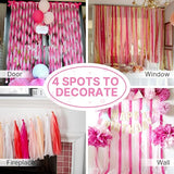 PartyWoo Pink Crepe Paper Streamers 4 Rolls 328 ft Pack of Dark Light