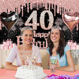 40th Birthday Decorations Women 49pcs Black Rose Gold Black Happy