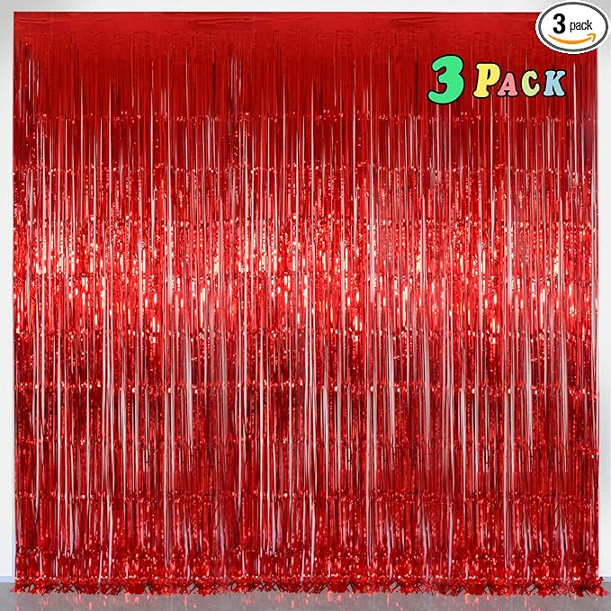 Red Party Streamers Decorations Happy Mothers Day 3 Pack 3.2 x 8.2 ft