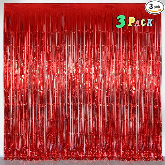Red Party Streamers Decorations Happy Mothers Day 3 Pack 3.2 x 8.2 ft