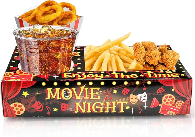 50 Pcs Movie Night Snack Tray Disposable Movie Snack Holder Box