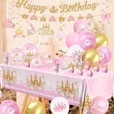 196Pcs Princess Birthday Party Decorations Serves 24 Pink Princess
