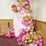 Hot Pink Cheetah Print Balloon Arch Kit 112Pcs Pink Gold Balloon