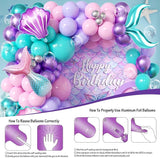 106pcs Mermaid Balloon Garland Arch Kit with Giant Foil Tail & 3
