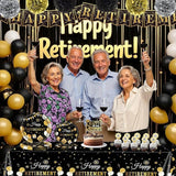 Retirement Party Decorations Black and Gold Napkins Plates