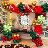 Christmas Balloons Garland Arch Kit Red Dark Green Gold Balloons