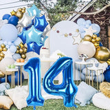 Dark Blue Number 1 Balloons, Big Royal Light Blue Silver Star One