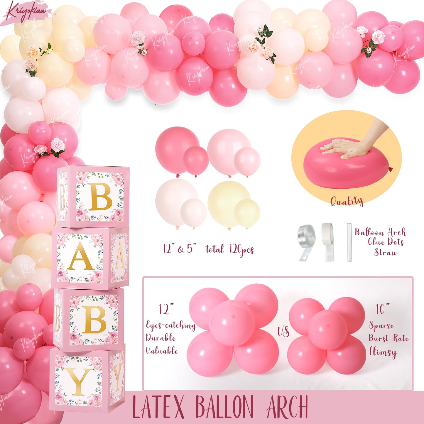 Kriyokiaa Baby in Bloom Baby Shower Decorations for Girl Balloon Arch
