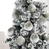 Velvet Ornaments for Christmas Tree Decorations - Sage Green Xmas