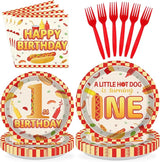 96Pcs Hot Dog Party Supplies 1st Birthday Plates and Napkins Fast