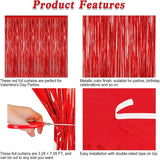 12 Pack Red Curtains, 3.28 FT x 7.05 FT Party Streamer, Metallic
