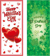 2 Pcs St Patricks Day and Valentine‘S Day Door Covers Green Shamrock