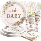 140 Pcs Boho Baby Shower Decorations for Girl, Baby Shower Plates and