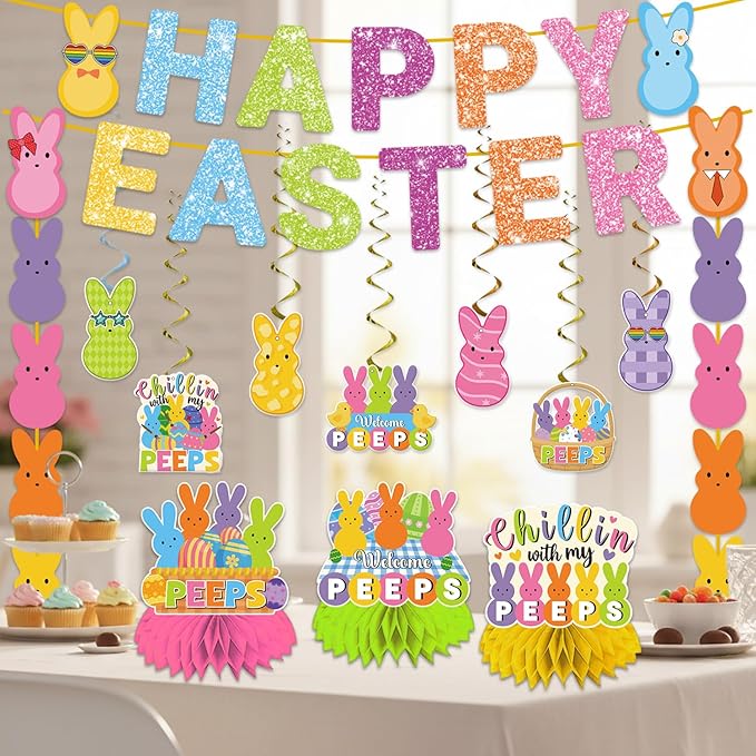 57pcs Easter Party Decorations Banner Set Include Happy Easter