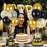 6 Sets Balloon Stand Kit for Table Happy Birthday Black Gold Balloon