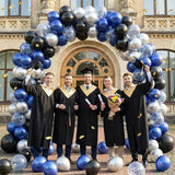 Navy Blue Silver Balloons, 60 Pcs Metallic Pearl Night Blue Black