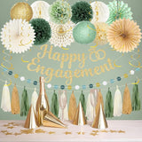 Engagement Party Decorations Green and Gold Glitter Happy Engagement