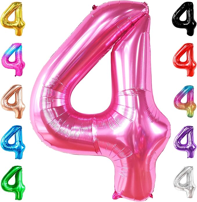 KatchOn, Hot Pink 4 Balloon Number - 40 Inch | 4th Birthday Balloons