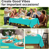 QIKSION Teal Plastic Table Cloth Disposable 2 Pack, 54 x 108 Inch