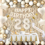 28th Birthday Decorations for Women, White and Gold 28 Boho Birthday
