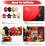 Movie Night Balloon Garland Arch Kit Red Black Metallic Gold