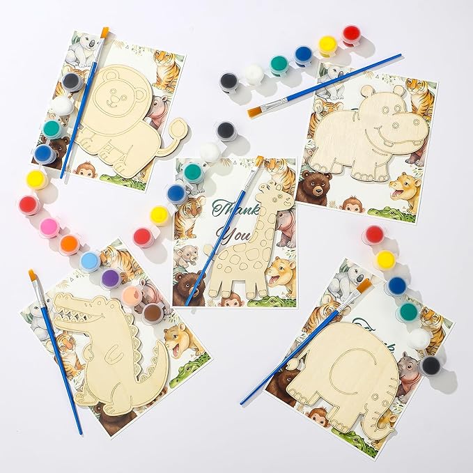 136Pcs Safari Party Favors Jungle Birthday Supplies for Kids Wooden