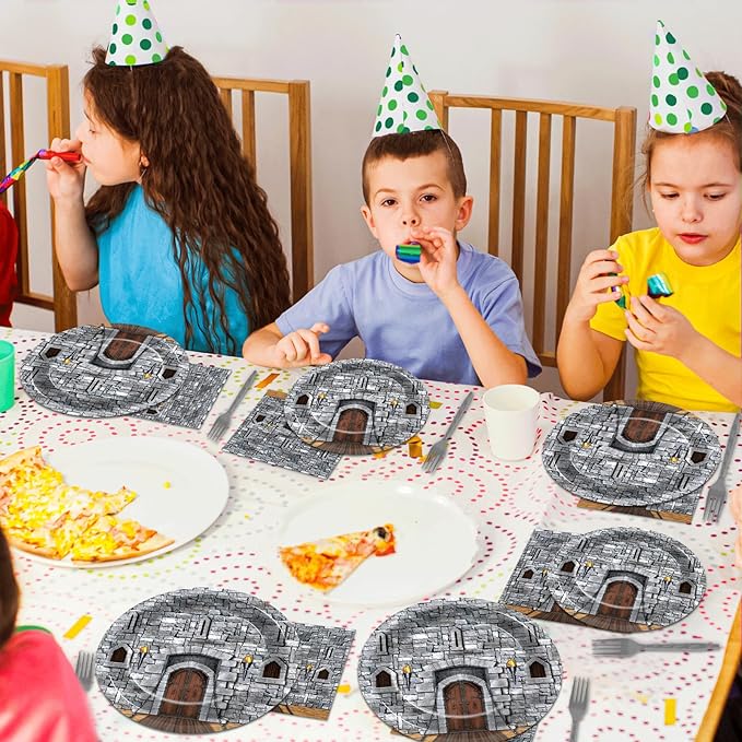 96PCS Medieval Plates Napkin Halloween Castle Party Decorations