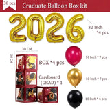 Maroon Black and gold Decorations 2026 Set of 4 Graduation Balloon