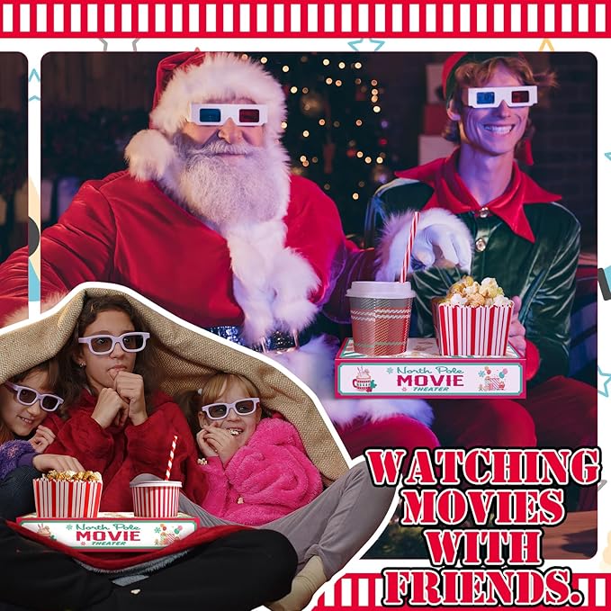 20 Pcs Christmas Movie Night Supplies Movie Night Paper Snack Trays #2