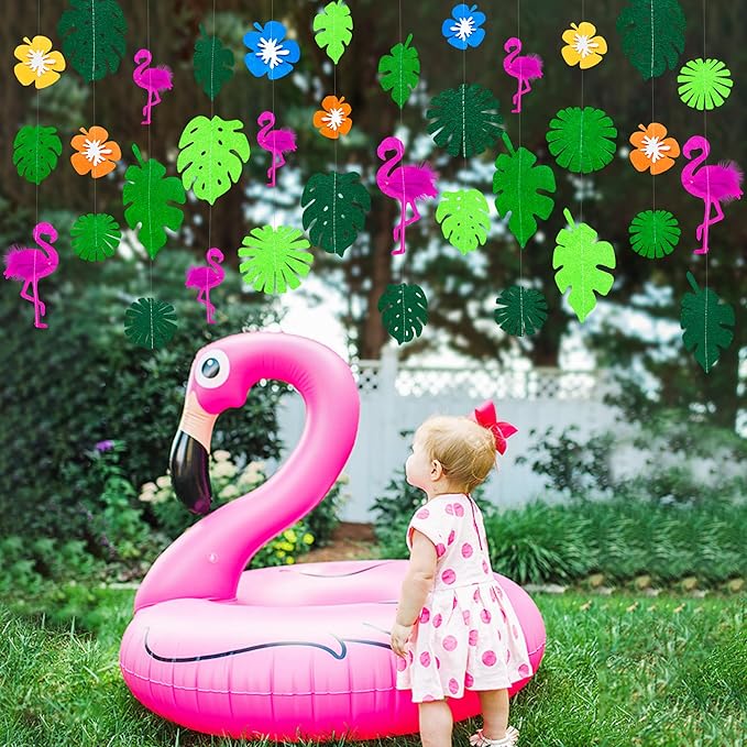 Summer Party Decorations 3D Flamingo Tropical Palm Leaves Flower