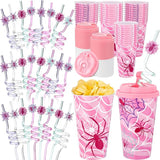 Yungyan 36 Sets Pink Spider Party Favors Goodie Cups with Lids and
