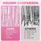 Voircoloria 2 Pack Light Pink Foil Fringe Backdrop Curtains, Tinsel