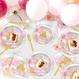 96 PCS Princess Birthday Party Decorations Rainbow Gold Castle