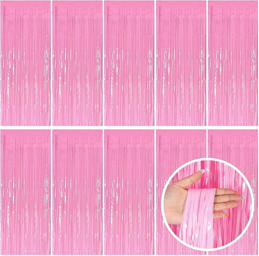 Pink Party Streamers Foil Fringe Backdrop Curtains Tinsel Streamers