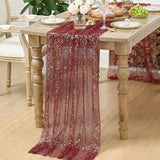 Artoid Mode Burgundy Gold Gauze Table Runner 120 Inch 10FT, Glitter