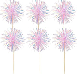 Gyufise 30Pcs Foil Firework Cupcake Toppers Sparkle Tinsel Cake #30