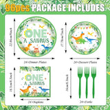 96Pcs One A Saurus Birthday Party Plates and Napkins Dinosaur First